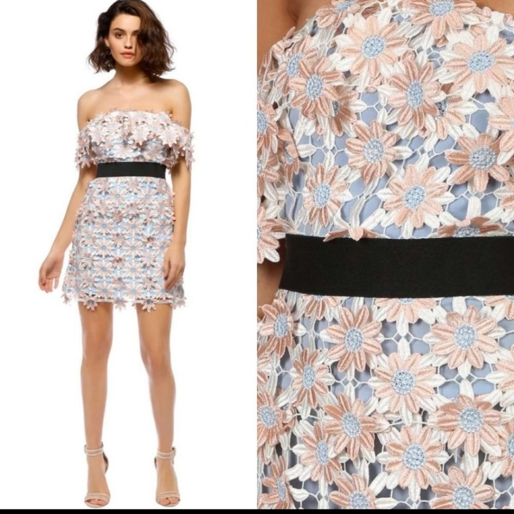 Self Portrait 3D Floral Lace Dress UK14 US10